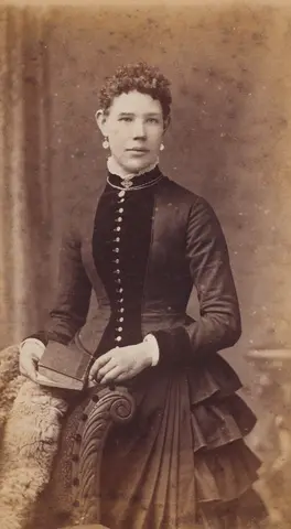 FLUX 3 clip: sepia cabinet card of a Victorian woman holding a book