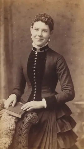 Gemini Omni Flash clip: sepia cabinet card of a Victorian woman holding a book